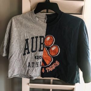 AUBURN LETTERING X PAW HALF AND HALF SHIRT